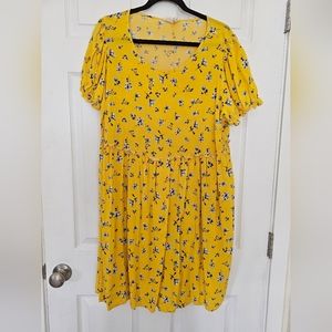 Yellow Floral Flowy Dress 2x